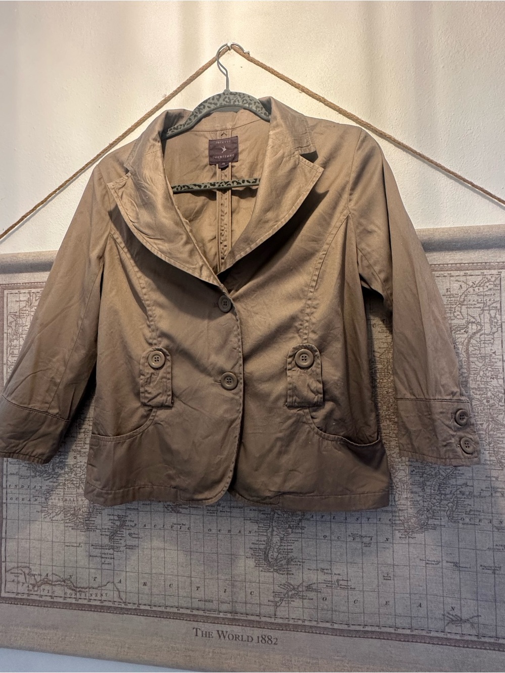 Women’s Casual Button-Front Jacket in Taupe
